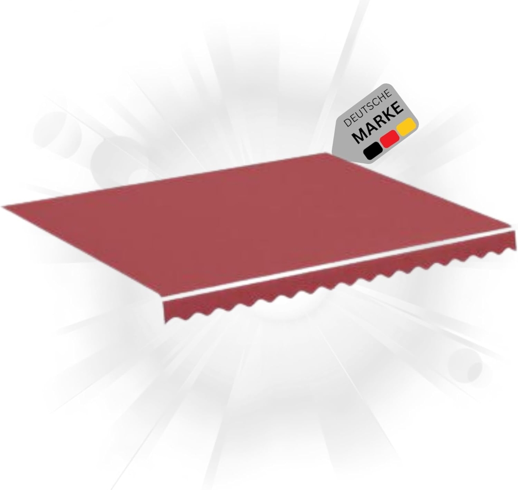 DELUKE® Markisenbespannung Markisenstoff Wasserabweisend Reißfest Rot, für 450x300 cm Rahmen Markise mit Volant Markisen Ersatzstoff Markisentuch Sonnenschutz Markisenzubehör Bild 1