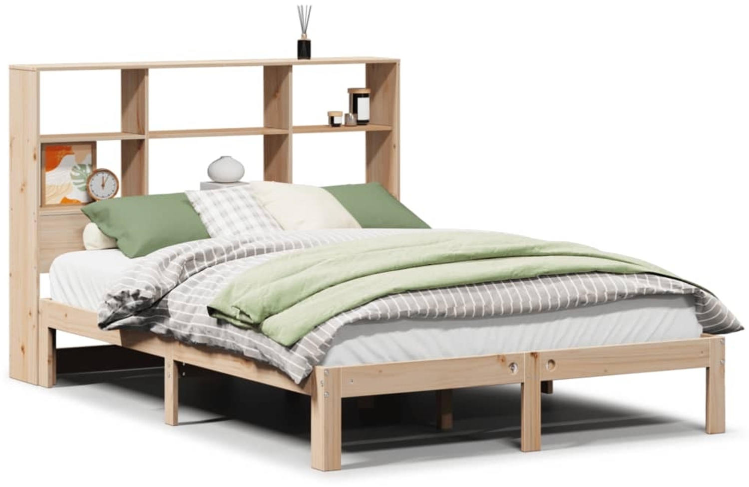 vidaXL Massivholzbett mit Regal ohne Matratze 140x200 cm Kiefer 3322562 Bild 1