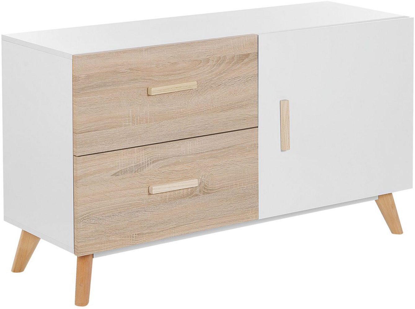 Sideboard weiß / heller Holzfarbton 2 Schubladen Schrank FILI Bild 1