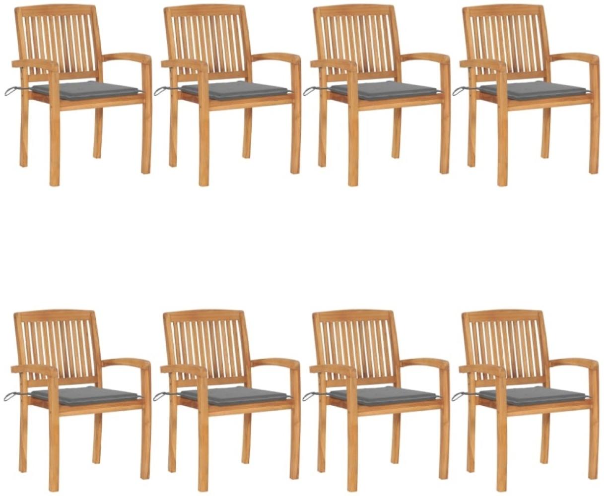 vidaXL Stapelbare Gartenstühle mit Kissen 8 Stk. Massivholz Teak 3073241 Bild 1