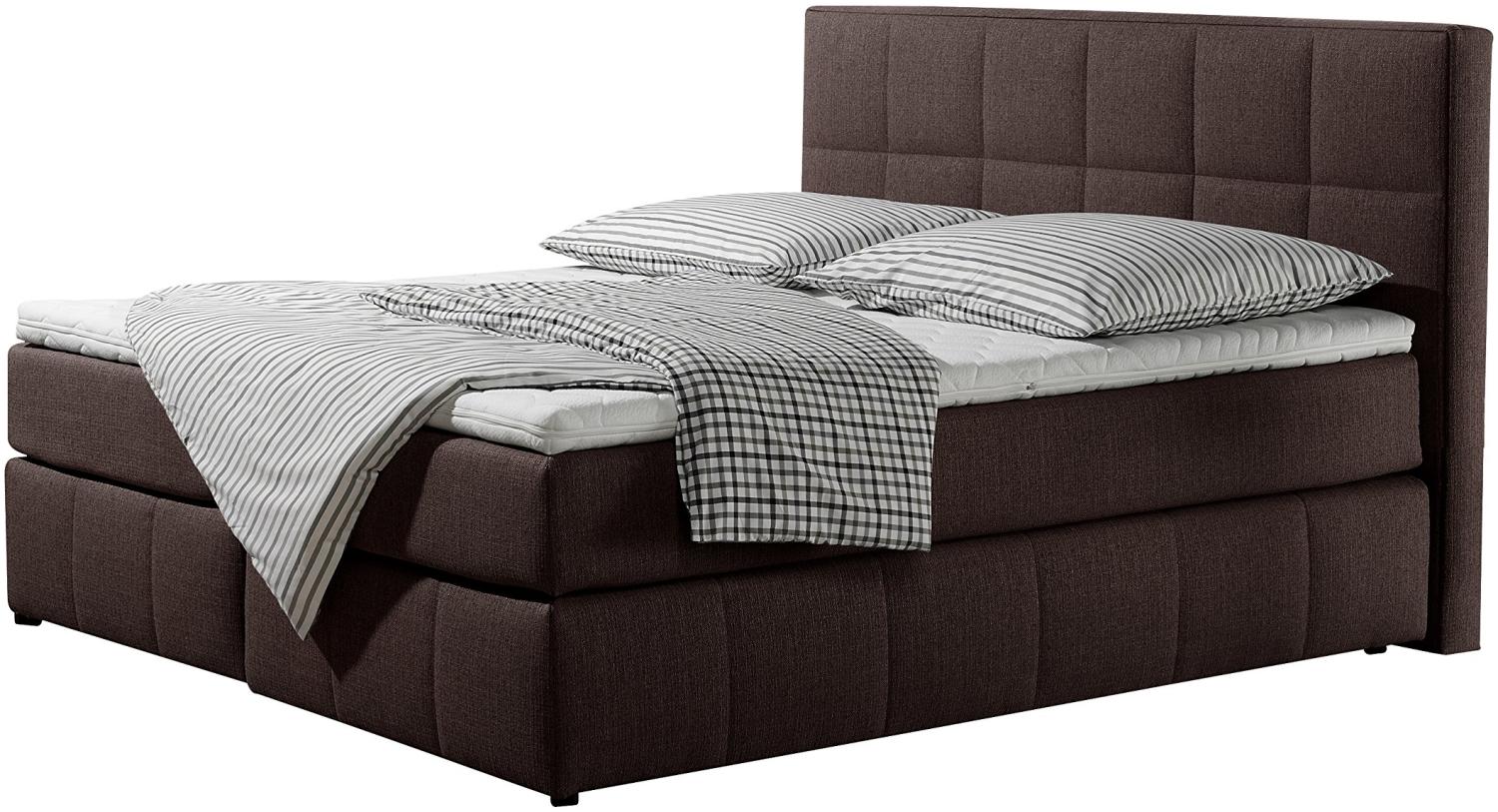 Maintal Boxspringbett Casano, 180 x 200 cm, Strukturstoff, 7-Zonen-Tonnentaschenfederkern Matratze h3, braun Bild 1