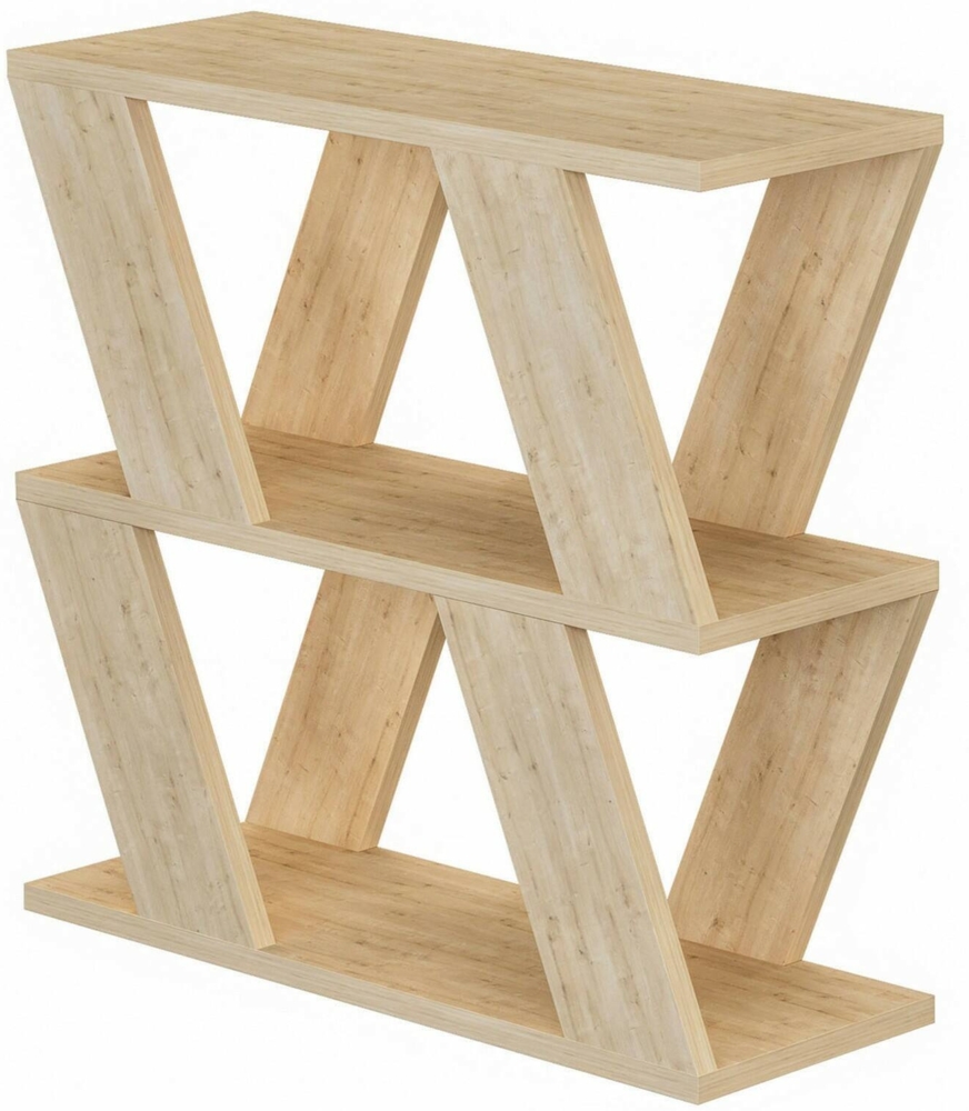 Dmora Wohnzimmertisch Beniamina, Niedriger Wohnzimmertisch, Kaffeeregal, Couchtisch für Sofa, 60x22h57 cm, Eiche Bild 1