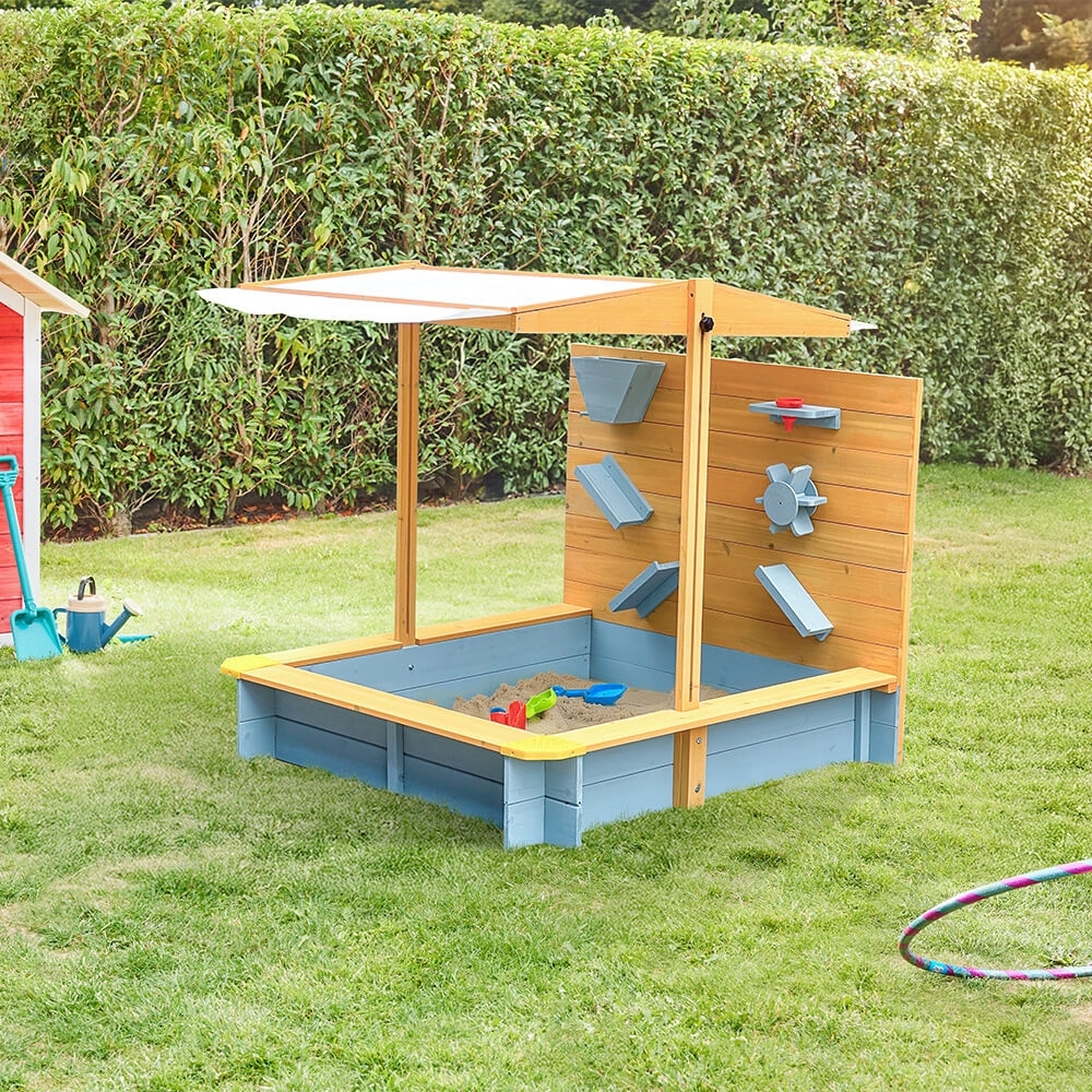 HOME DELUXE Sandkasten mit Überdachung SANDY - Holz/Grau Bild 1
