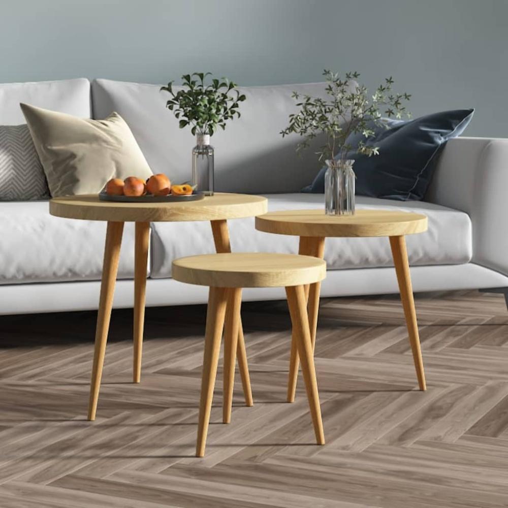 3-tlg. Beistelltisch-Set Hellbraun MDF und Eisen Bild 1