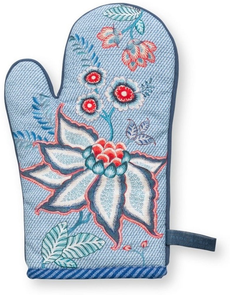 PiP Studio Topflappen Flower Festival Ofenhandschuh Blue 29 x 15 cm, (Ofenhandschuhe), Oven Glove Flower Festival Blue 29x15cm Bild 1