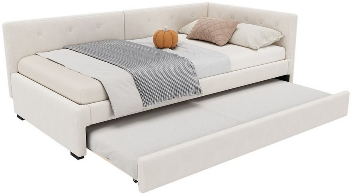 REDOM Polsterbett Schlafsofa Einzelbett Daybett Tagesbett (Lattenrost & Kopfteil, Einzelbett, Bettgestell aus Holz, minimalistisches Styling, 90x200 cm), Ohne Matratze Bild 1