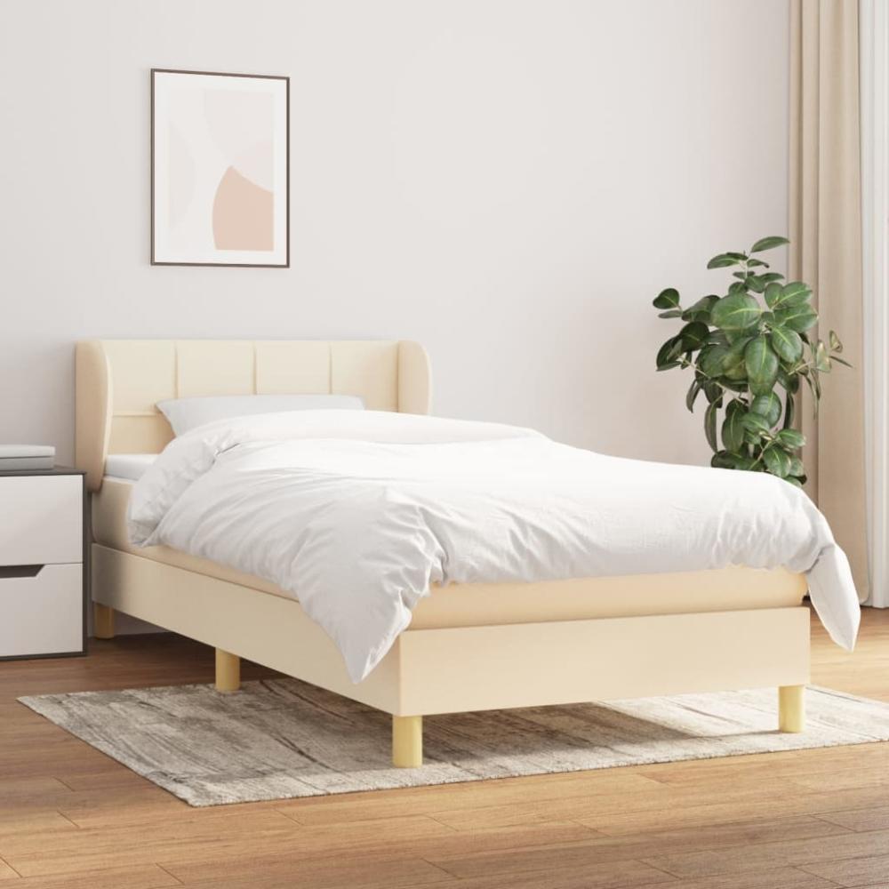 Einzelbett, Polsterbett mit Matratze Stoff Creme 80 x 200 cm, Härtegrad: H2 [3126762] Bild 1