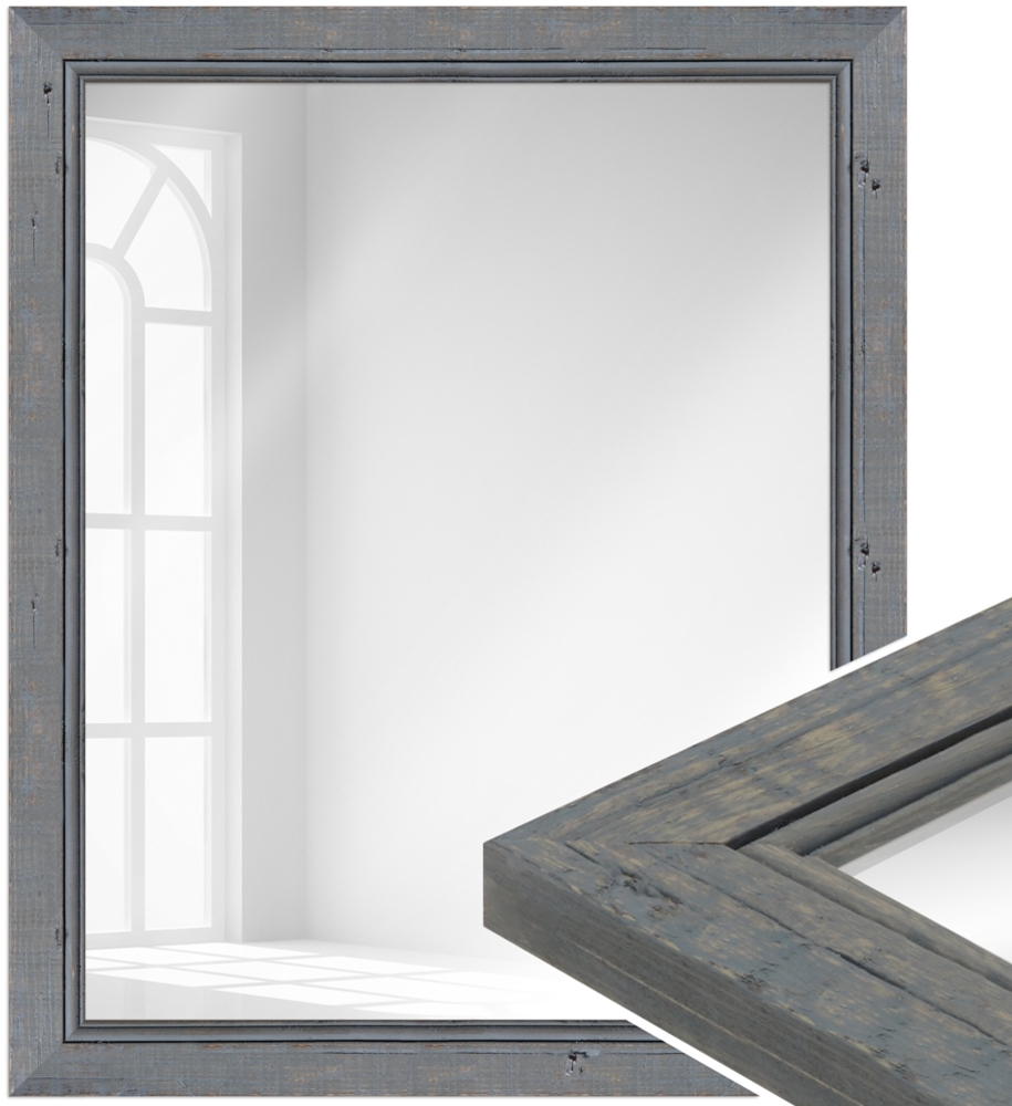 WANDStyle Wandspiegel H660 aus Massivholz in Grau 67 x 87 cm im Stil Landhaus Bild 1