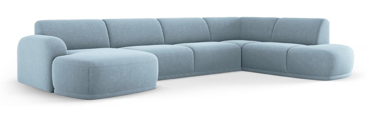 Micadoni Panorama Ecksofa Erin 5-Sitzer Rechts Samtstoff Hellblau Bild 1