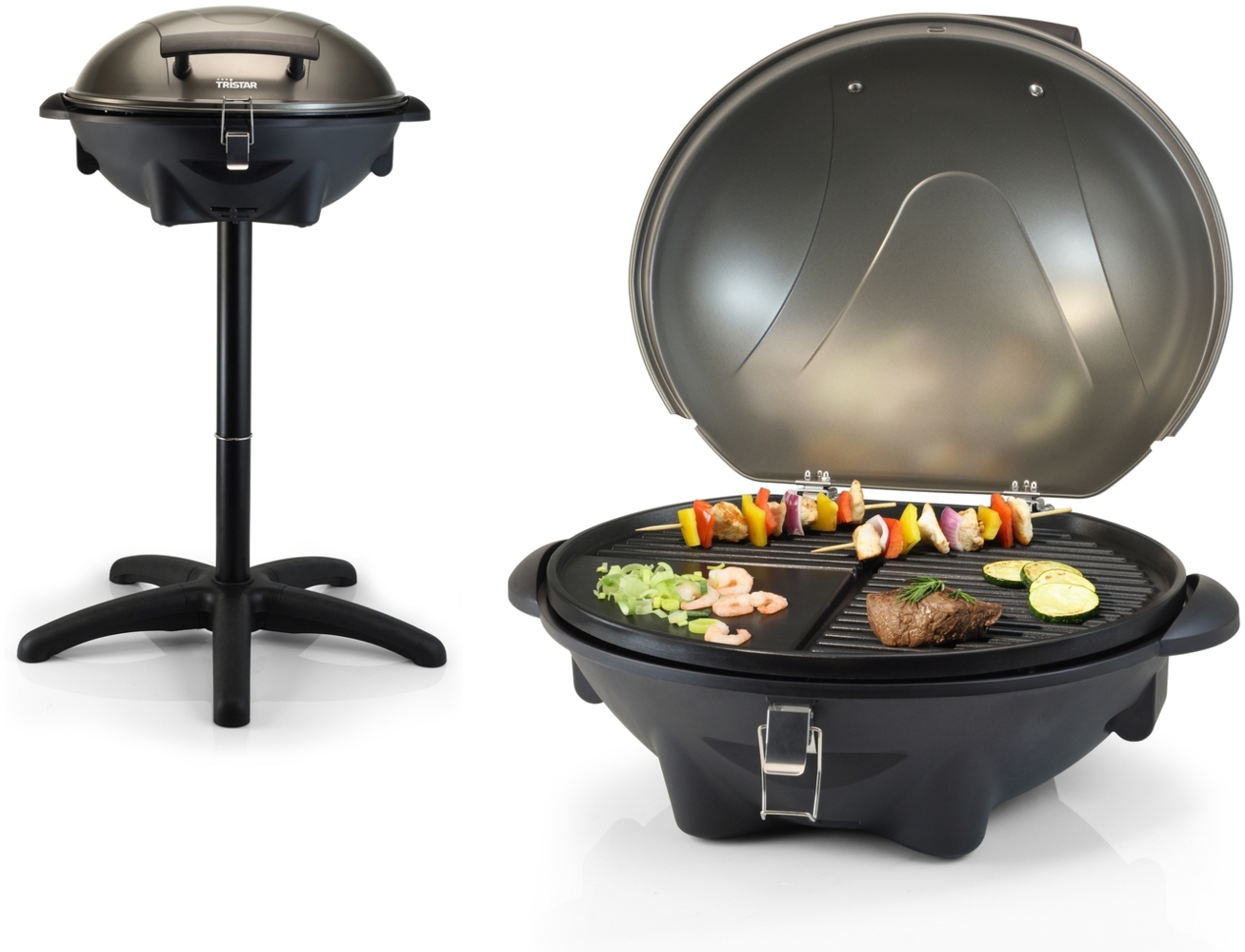 2in1 Elektro Standgrill & Tischgrill mit Deckel, 2200 Watt Bild 1
