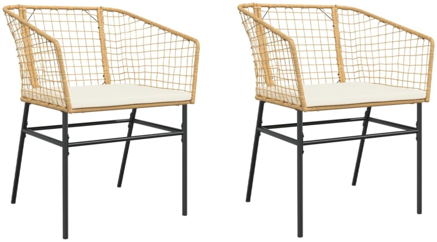 vidaXL Gartenstühle 2 Stk. mit Kissen Braun Poly Rattan 369101 Bild 1