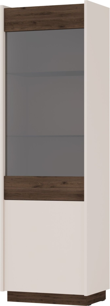 Selsey 'Kobbe' Vitrine 2-türig, Beige / Nussbaum, ca. 190 x 60 x 40 cm Bild 1