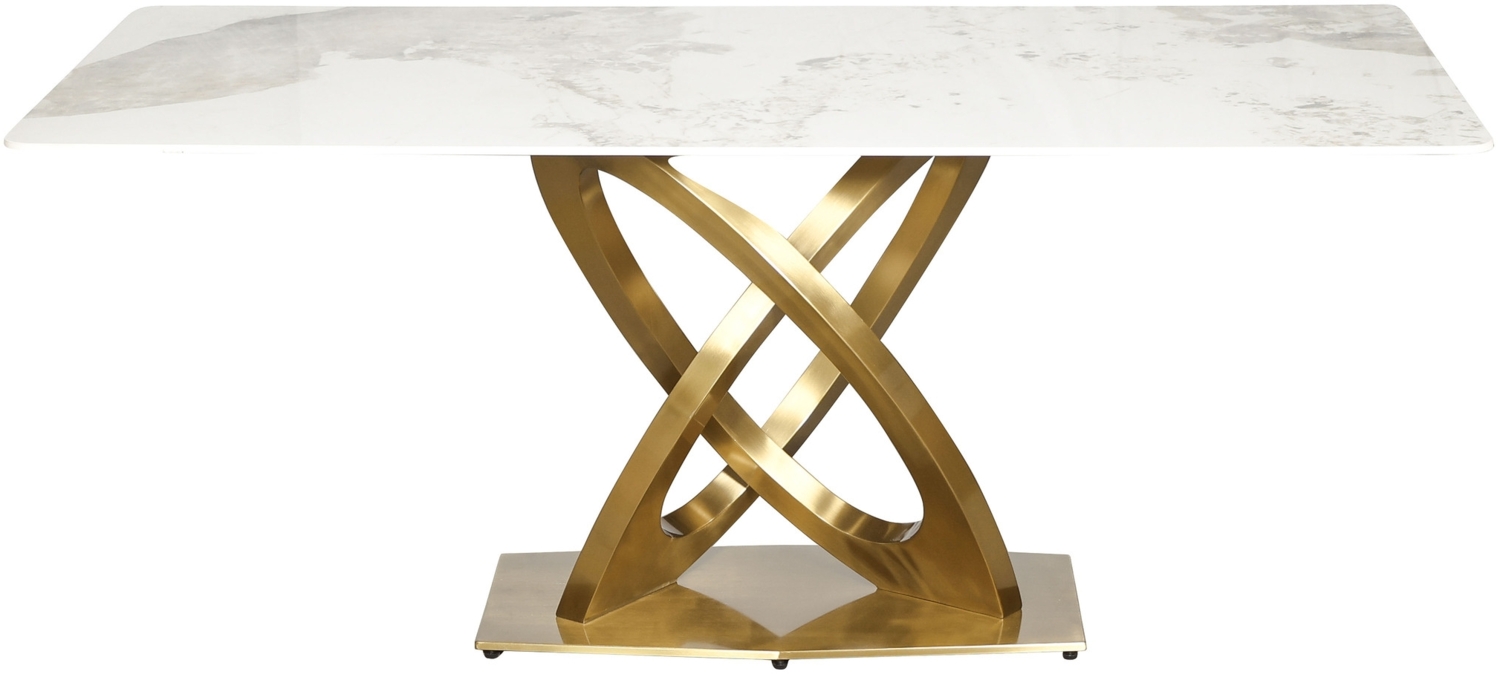 Livin Hill Esstisch 180cm Modig Goldene Beine, weiße Tischplatte M56 Bild 1
