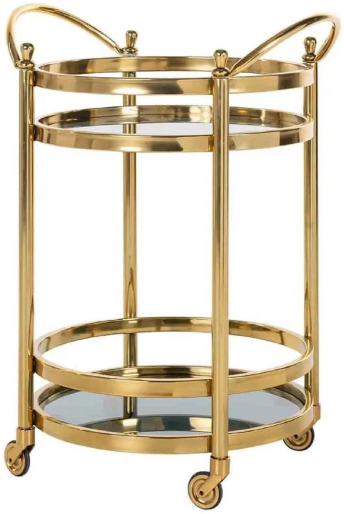 Casa Padrino Luxus Servierwagen Gold 55x45 x H. 74,5 cm - Hotel Restaurant Gastronomie Trolley - Luxus Hotel & Restaurant Accessoires Bild 1