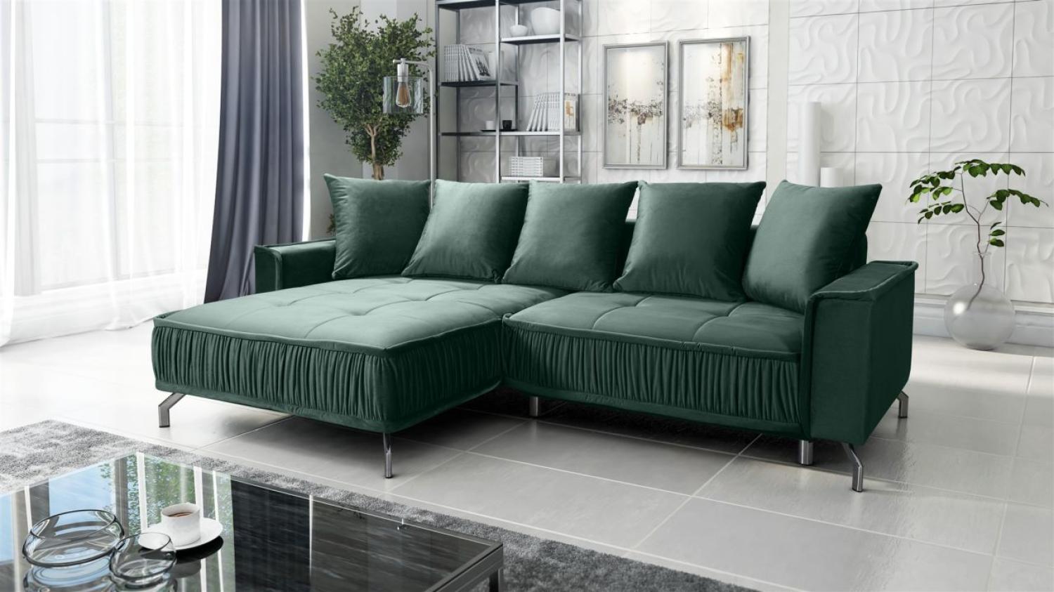 Ecksofa Schlafsofa Sofa FLORENCE Stoff Element Dunkelgrün Ottomane Links Bild 1