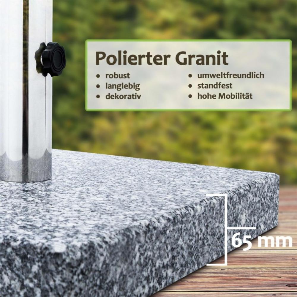 anaterra® Sonnenschirmständer - Granit, 25 kg, Quadratisch, mit Rollen und Griff, Edelstahl - Schirmständer, Sonnenschirmsockel, Ständer für Sonnenschirm, Balkon, Terasse, Garten, Outdoor Bild 1