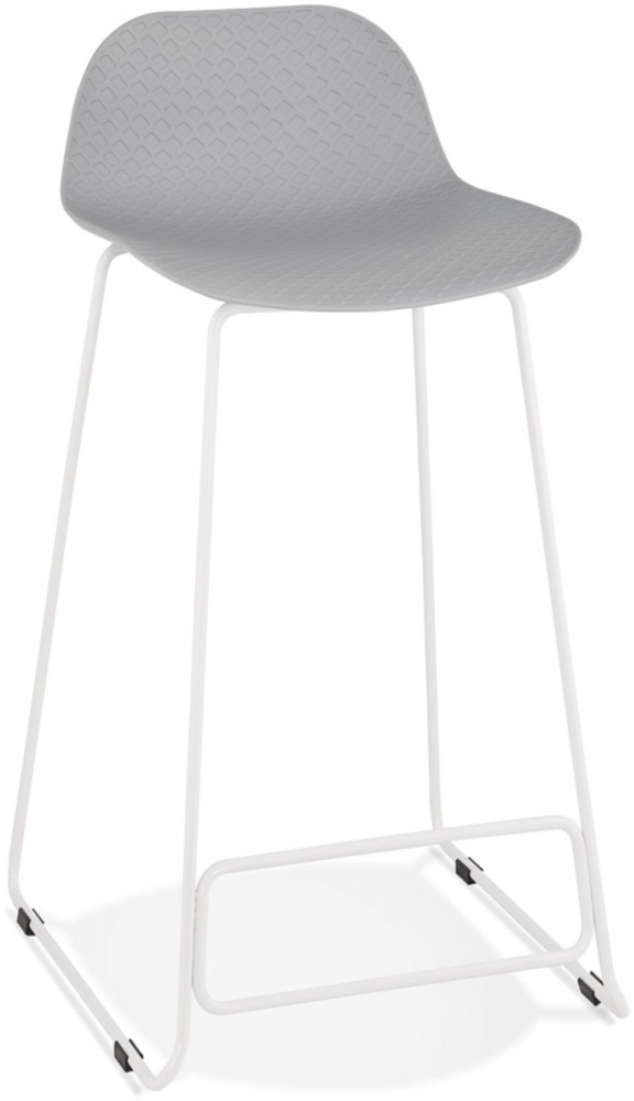 Designer-Snackhocker BABYLOS | Designer-Snackhocker mit grauem Sitz und weißen Metallbeinen | 48 x 53 x 85 cm Kadima Design Bild 1