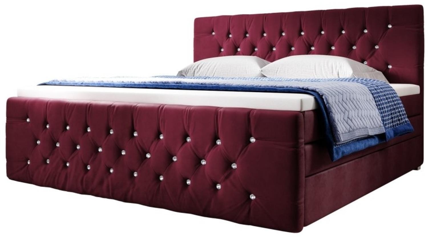 Boxspringbett Nobile mit Strass und Stauraum Grau 200x200 H2 Bild 1