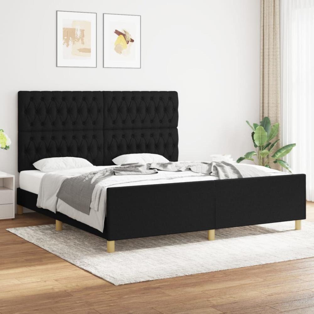 Doppelbett mit Kopfteil Stoff Schwarz 180x200 cm [3125318] Bild 1