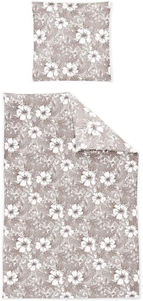 Irisette Sky Mako-Satin Bettwäsche 135x200 Paisley Blüten taupe natur 8459-80 Bild 1