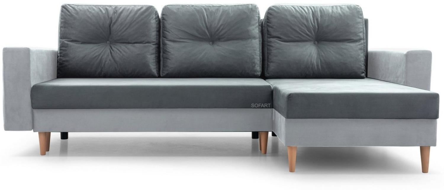 MOEBLO Ecksofa CARL, Ottomane Links als auch rechts montierbar Couch für Wohnzimmer, Schlafsofa Sofagarnitur Sofa Eckcouch L-Form Wohnlandschaft, mit Bettkasten und Schlaffunktion Bild 1