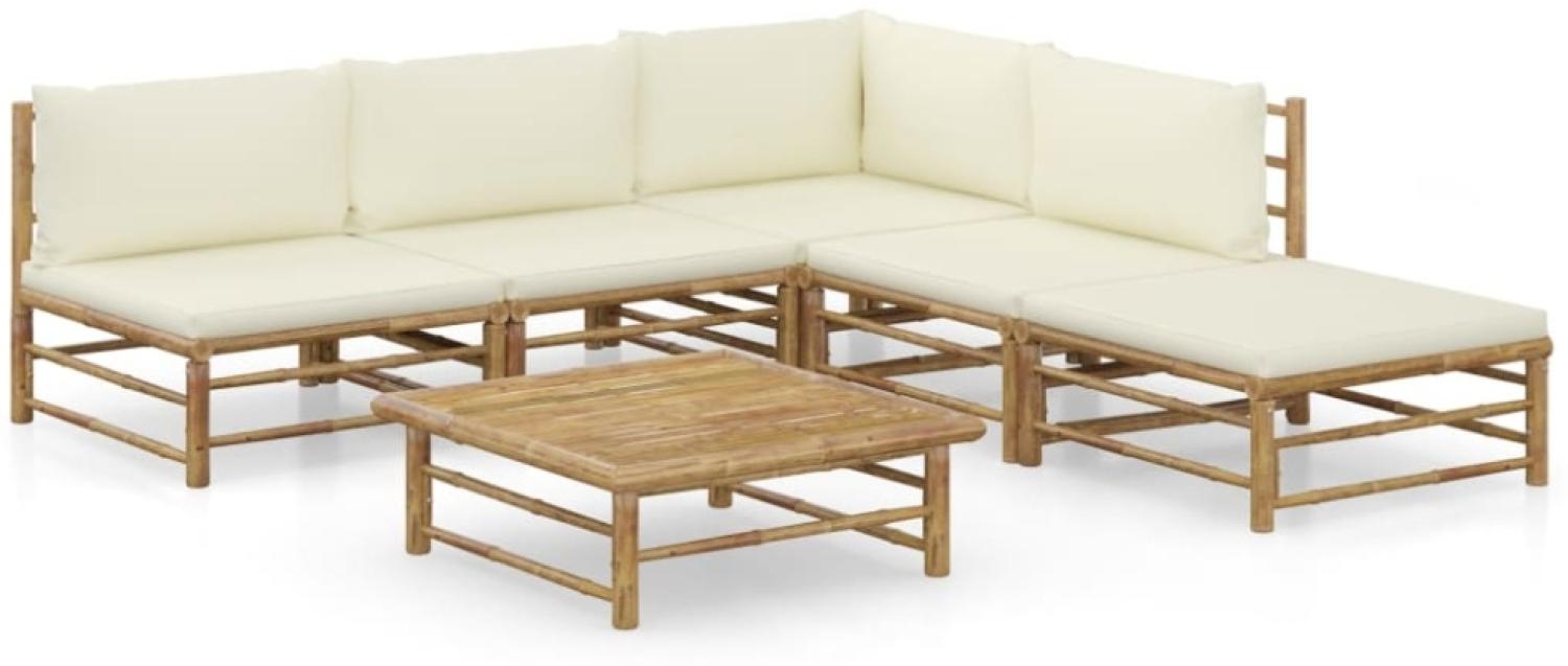 vidaXL 6-tlg. Garten-Lounge-Set mit Cremeweißen Kissen Bambus 3058235 Bild 1