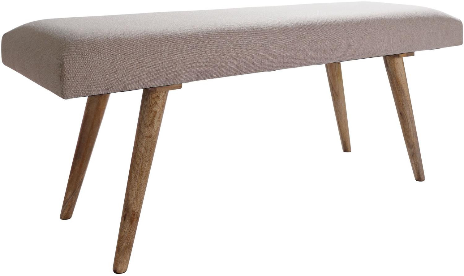 Kadima Design Sitzbank "Sile": Retro-Stil, Bequeme Polsterung, Strapazierfähiger Stoffbezug, Massivholz. Beige, 117x38x51 cm Bild 1