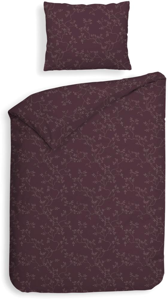 Heckett & Lane Flanell Bettwäsche 135x200 Alloro Blackberry Wine Miniblätter Bild 1