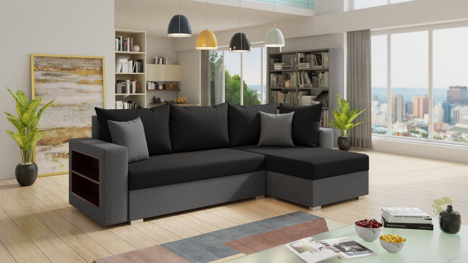 Sofnet Ecksofa Lord, mit Schlaffunktion und Bettkasten, L-Form Couch, Schlafsofa mit Regal Bild 1