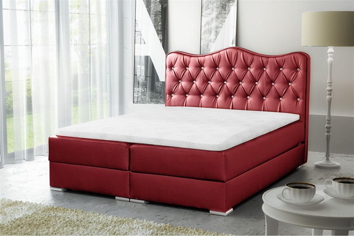 Boxspringbett SULTAN Kunstleder Rot 160x200cm Bild 1