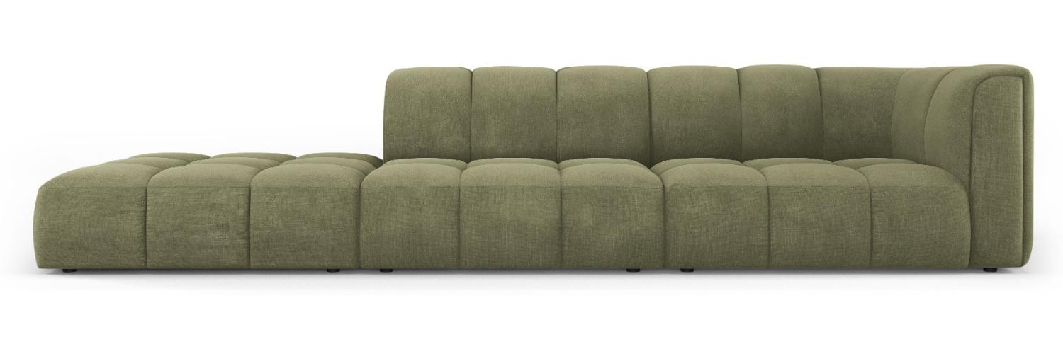 Micadoni Modulares Sofa Serena 4-Sitzer offene Seite Links Strukturierter Stoff Hellgrün Bild 1