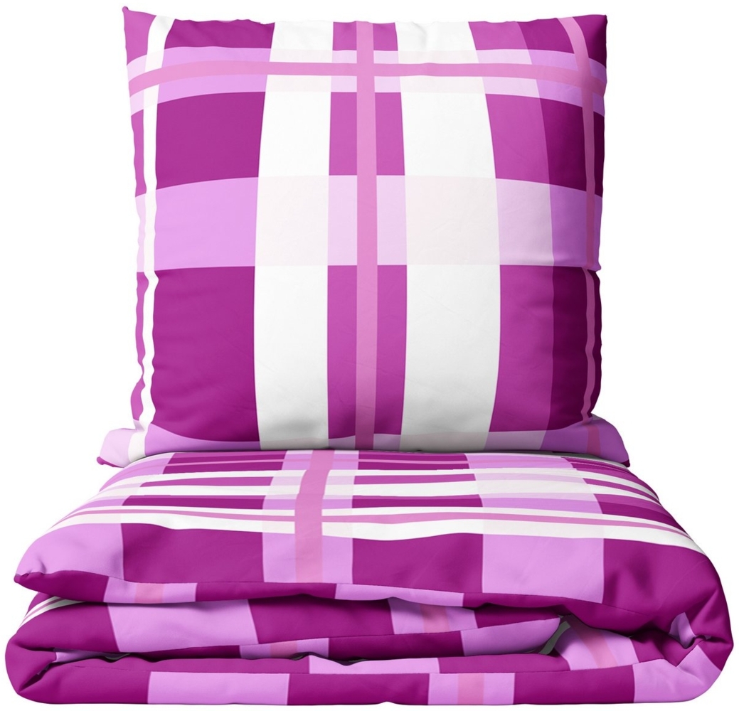 Leonado Vicenti Bettwäsche Biber in 135x200 cm, Biber, 2 teilig, warme Winterbettwäsche, schlichtes Karo design Bild 1