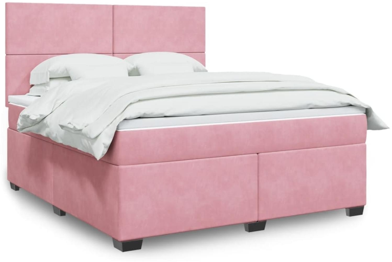 vidaXL Boxspringbett mit Matratze Rosa 180x200 cm Samt 3293277 Bild 1