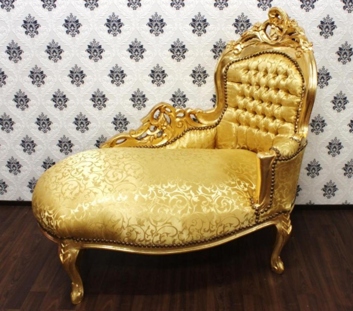 Casa Padrino Barock Kinder Chaiselongue Gold/Gold Muster - Recamiere Barock Möbel Bild 1