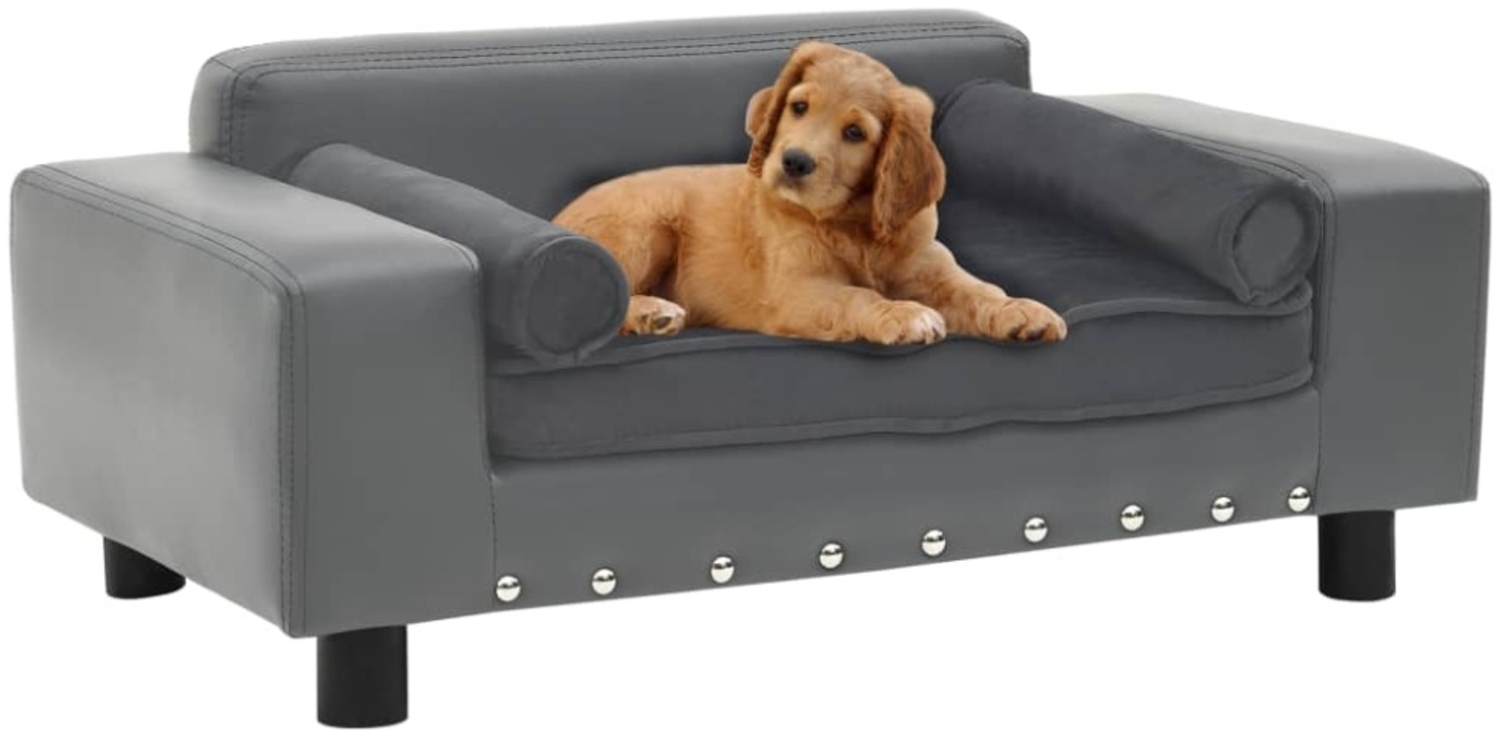 vidaXL Hundesofa Grau 81x43x31 cm Plüsch und Kunstleder 170953 Bild 1