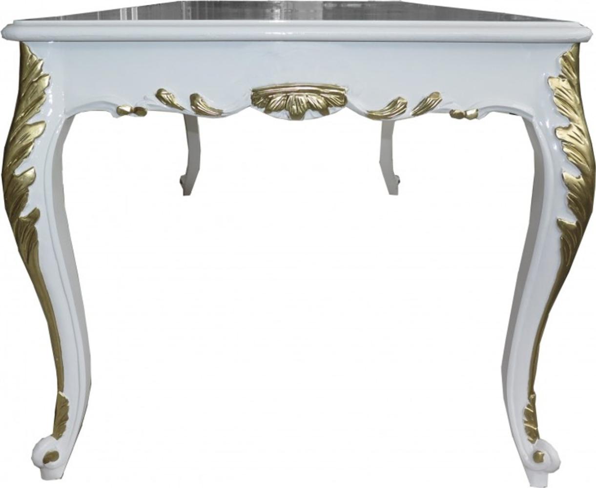 Casa Padrino Barock Esstisch Weiß Hochglanz / Gold - Esszimmer Tisch - alle Grössen Bild 1