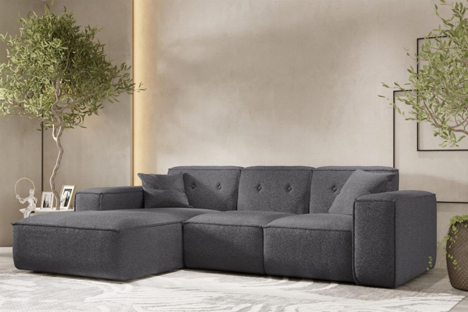 Ecksofa Designersofa CESINA Stoff Ascot Bukla Grafit Ottomane Links Bild 1