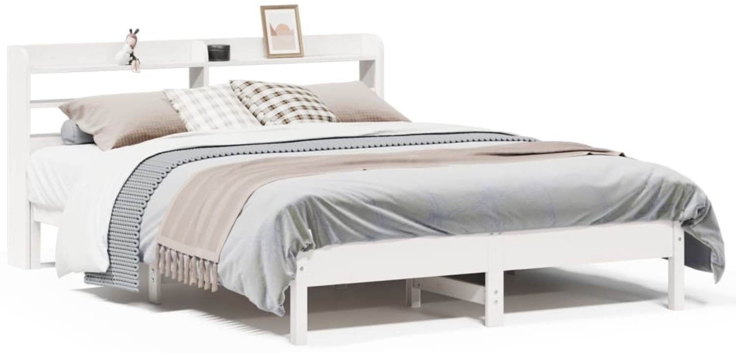 vidaXL Massivholzbett ohne Matratze Weiß 150x200 cm Kiefernholz 3306886 Bild 1
