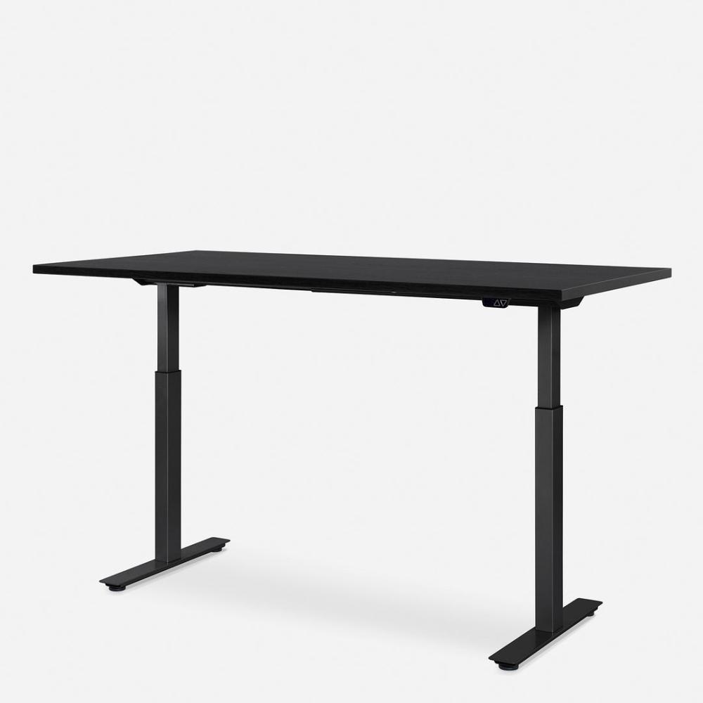 160 x 80 cm WRK21® SMART - Sorano Eiche Dunkelbraun / Schwarz elektrisch höhenverstellbarer Schreibtisch Bild 1