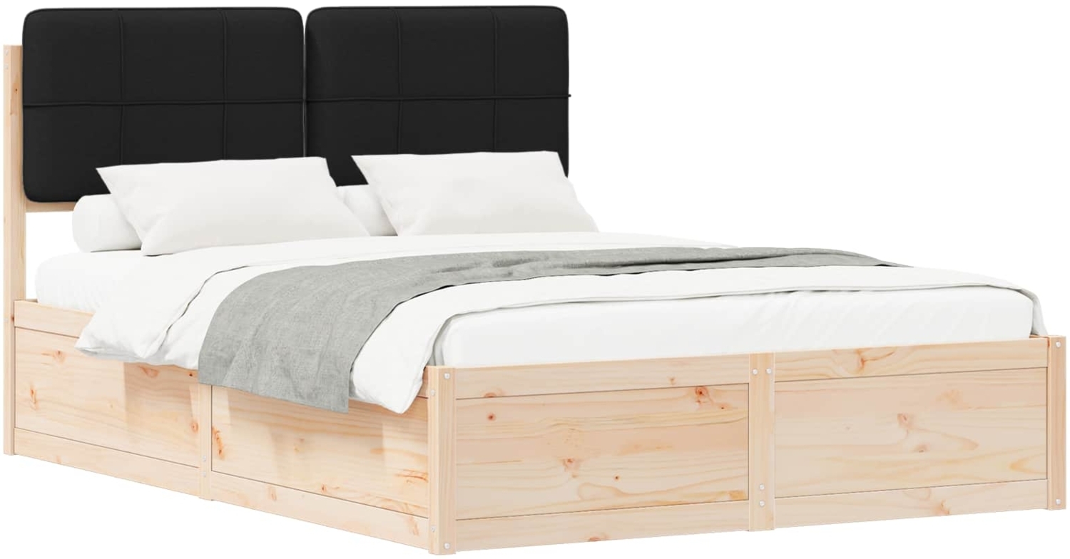 vidaXL Bettgestell mit gepolstertem Kopfteil Schwarz 160 x 200 cm 3398186 Bild 1