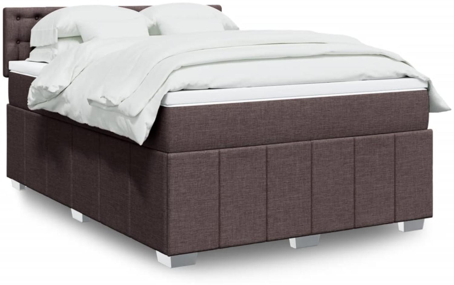 vidaXL Boxspringbett mit Matratze Dunkelbraun 140x200 cm Stoff 3289408 Bild 1