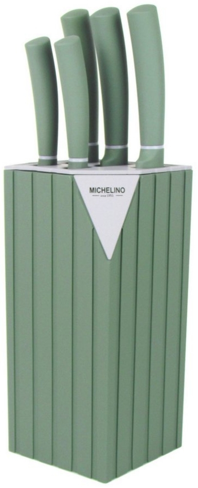Michelino Messerblock - bestehend aus 5 Messern und einem Messerblock, Beidseitig geschliffen Klingen, Spülmaschinengeeignet Bild 1