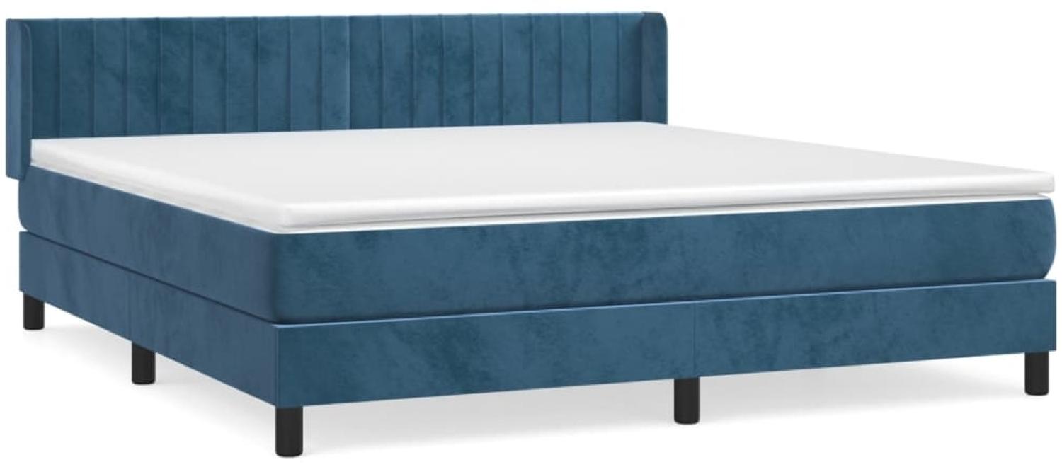 vidaXL Boxspringbett mit Matratze Dunkelblau 180x200 cm Samt 3131097 Bild 1