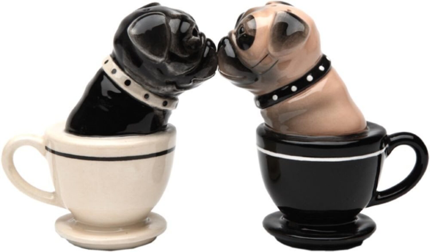 MystiCalls Salz- / Pfefferstreuer Salz- und Pfefferstreuer Mops in Tasse - Tea Cup Pugs, (2-tlg), Verbunden durch einen Magnet Bild 1