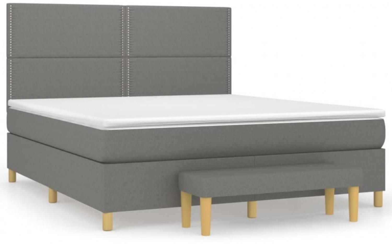 vidaXL Boxspringbett mit Matratze Dunkelgrau 180x200 cm Stoff 3137094 Bild 1