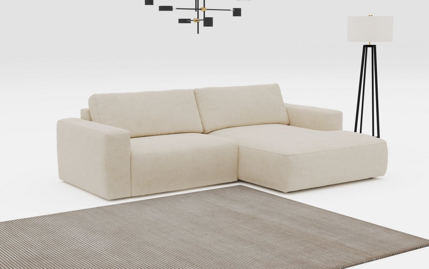 COTTA Ecksofa Lasso L-Form, XL-Sofa, mit breiter Recamiere im trendigen Cord oder angenehmen Strukturstoff Bild 1