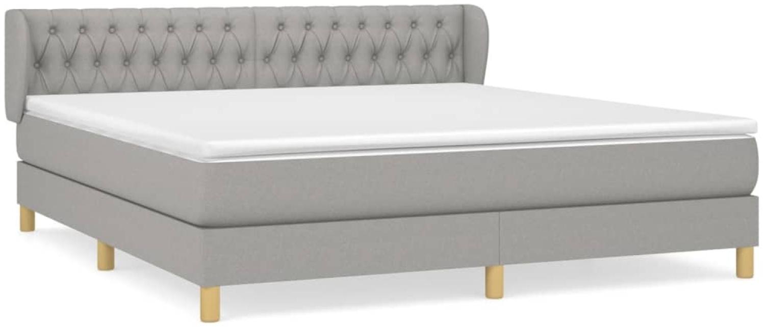 Doppelbett, Polsterbett mit Matratze Stoff Hellgrau 180x200 cm Bild 1