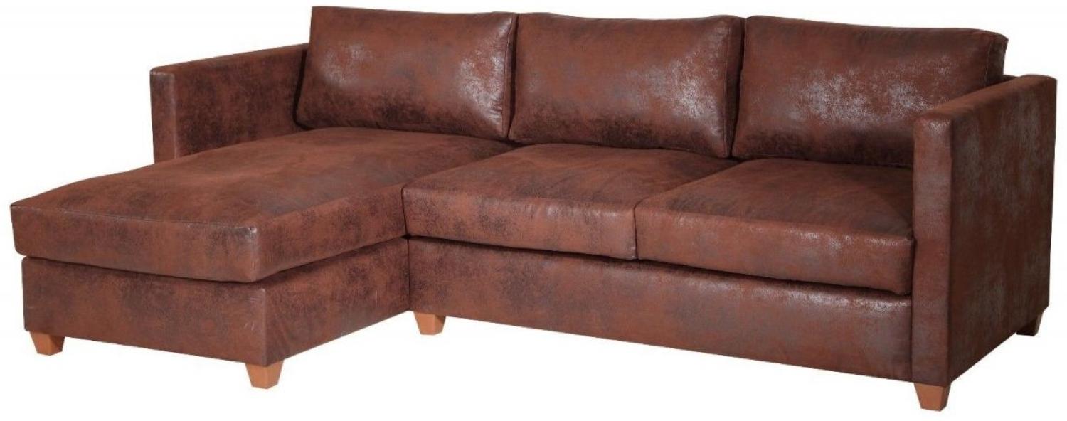 Ecksofa FABIO L-Form Vintage Braun Ottomane Links Bild 1