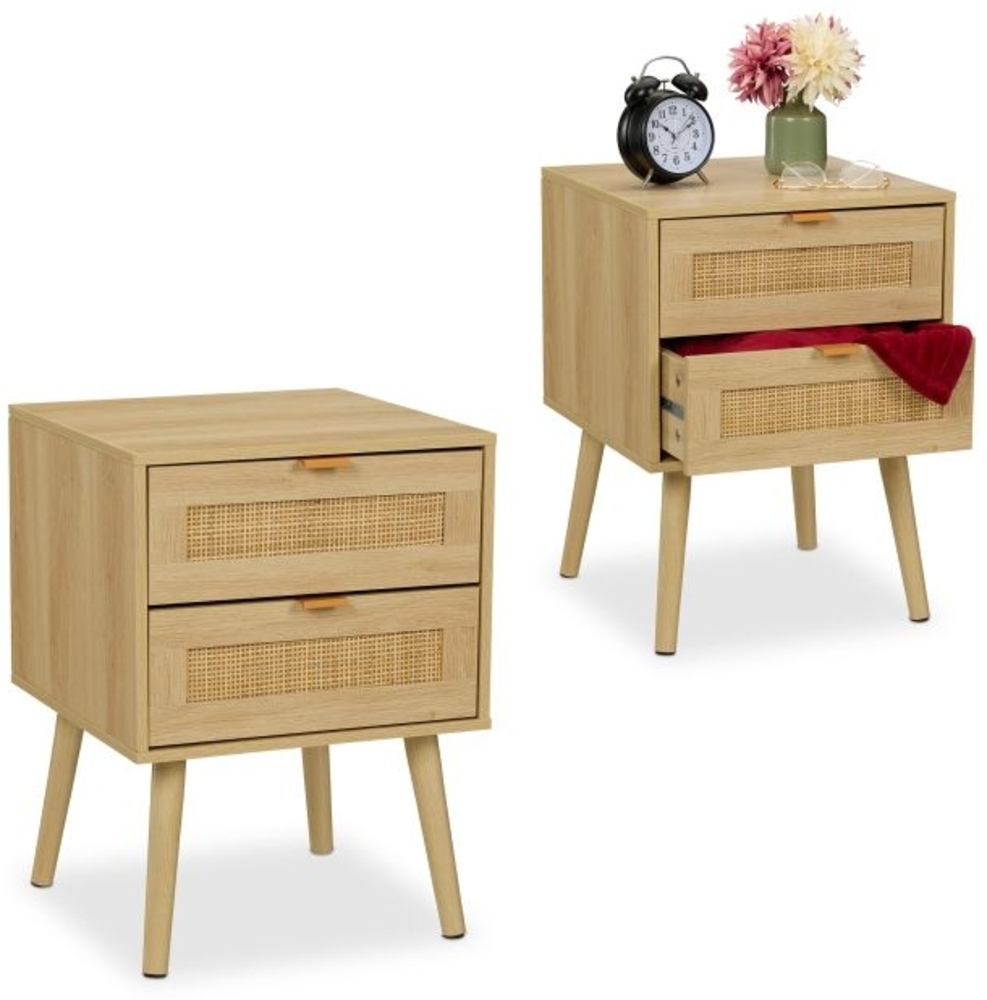 Nachttisch im Rattan-Design 2 Schubladen 10050453_303 Bild 1