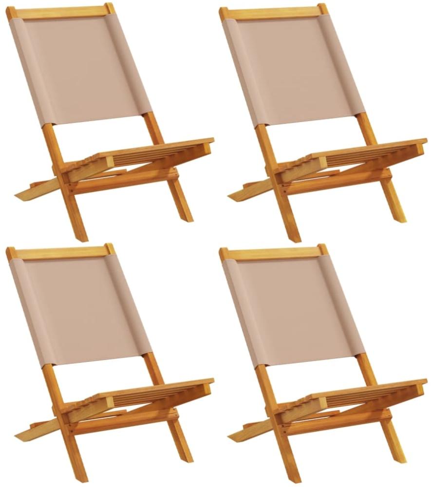 vidaXL Gartenstühle 4 Stk. Klappbar Taupe Stoff und Massivholz 3214643 Bild 1